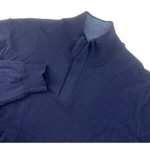 Charles Tyrwhitt Mens XL Navy Blue 100% Extra Fine Merino Wool Button Sweater